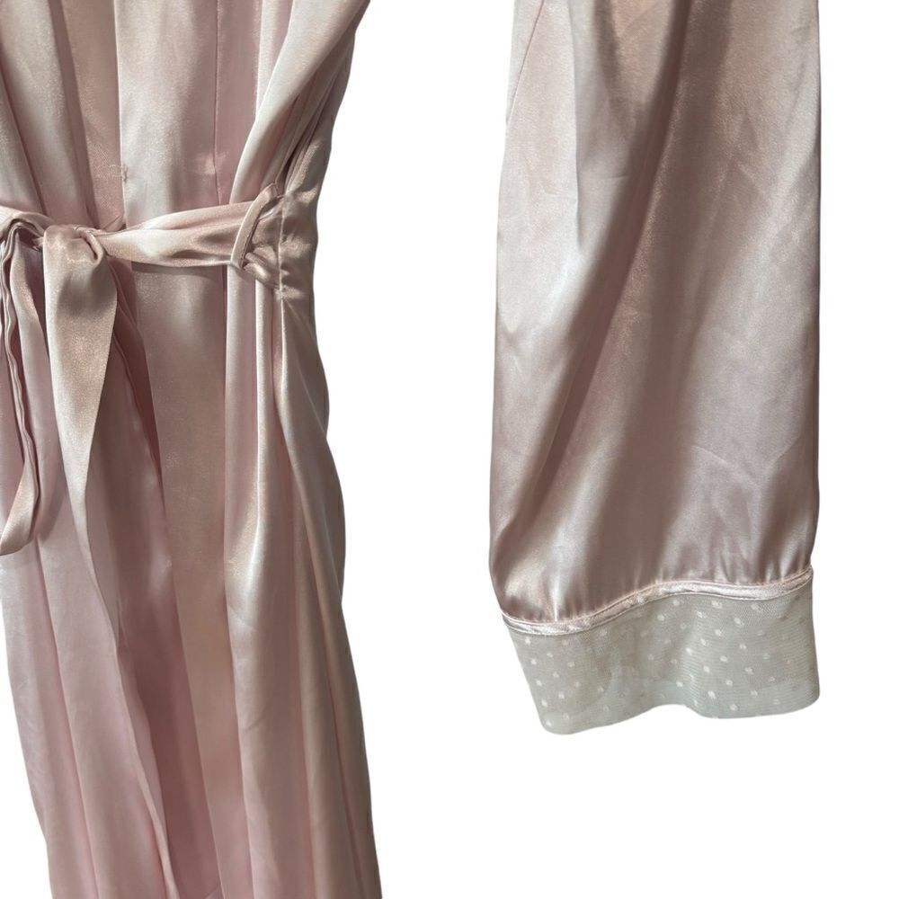 Linea Donatella Vintage Old Hollywood Pearl Lace Satin Long Robe - Picture 10 of 11